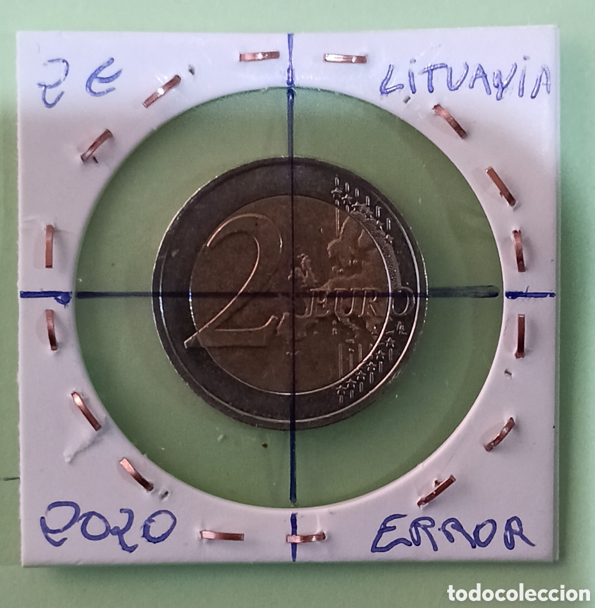 Billetes con errores: 2 Euros Lituania 2020 con error de acu&ntilde;aci&oacute;n ( Girada).
