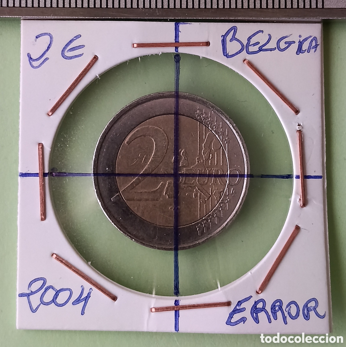 Banknoten mit Fehlern: Rar&iacute;sima 2 Euros B&eacute;lgica 2004 con errores (Acu&ntilde;aci&oacute;n Floja Cabeza Rey, Girada, m&aacute;s grande, m&aacute;s peso)