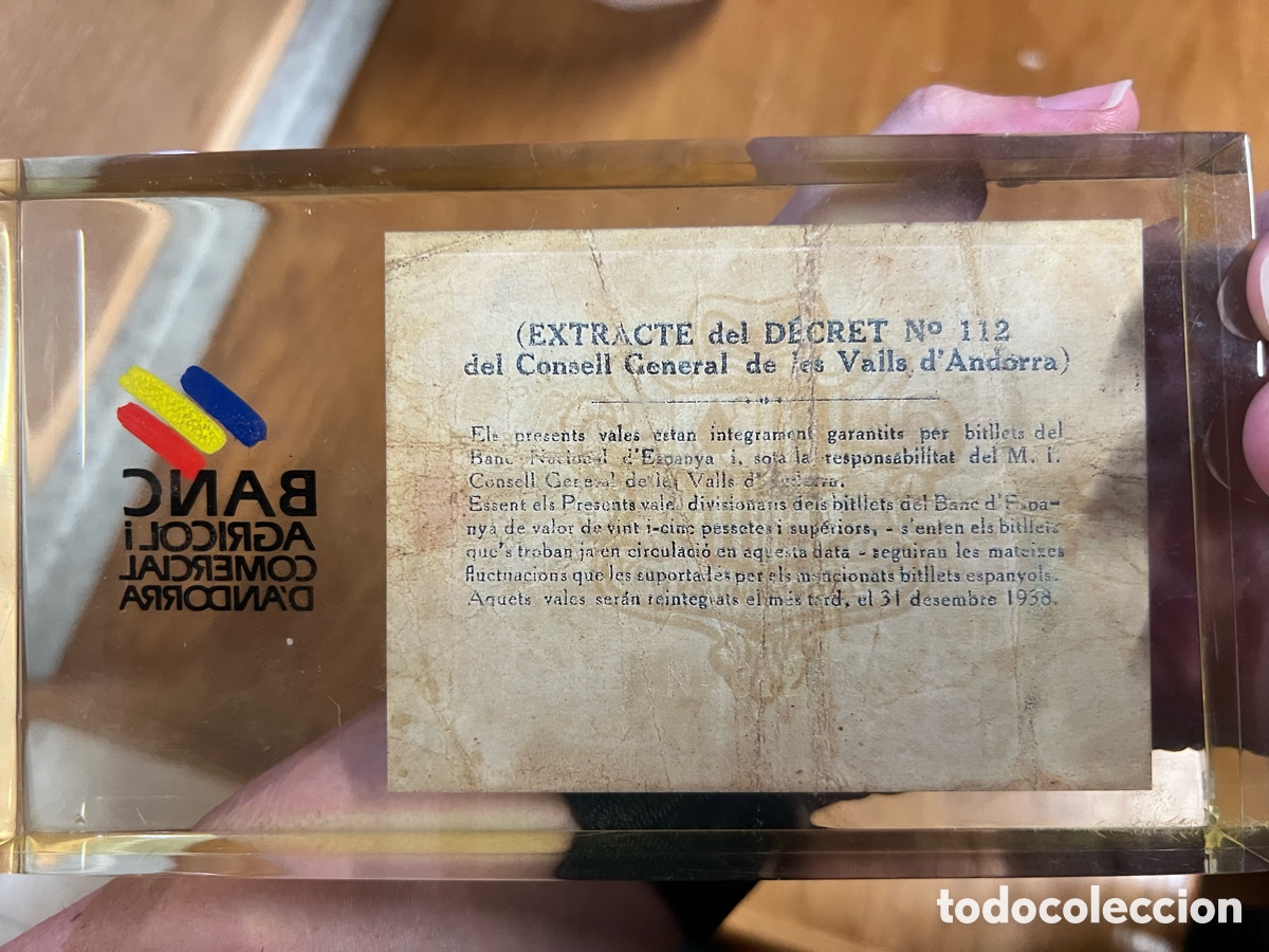 Billetes con errores: Billete Andorra 2 pesetas 1936 en metacrilato - Foto 2