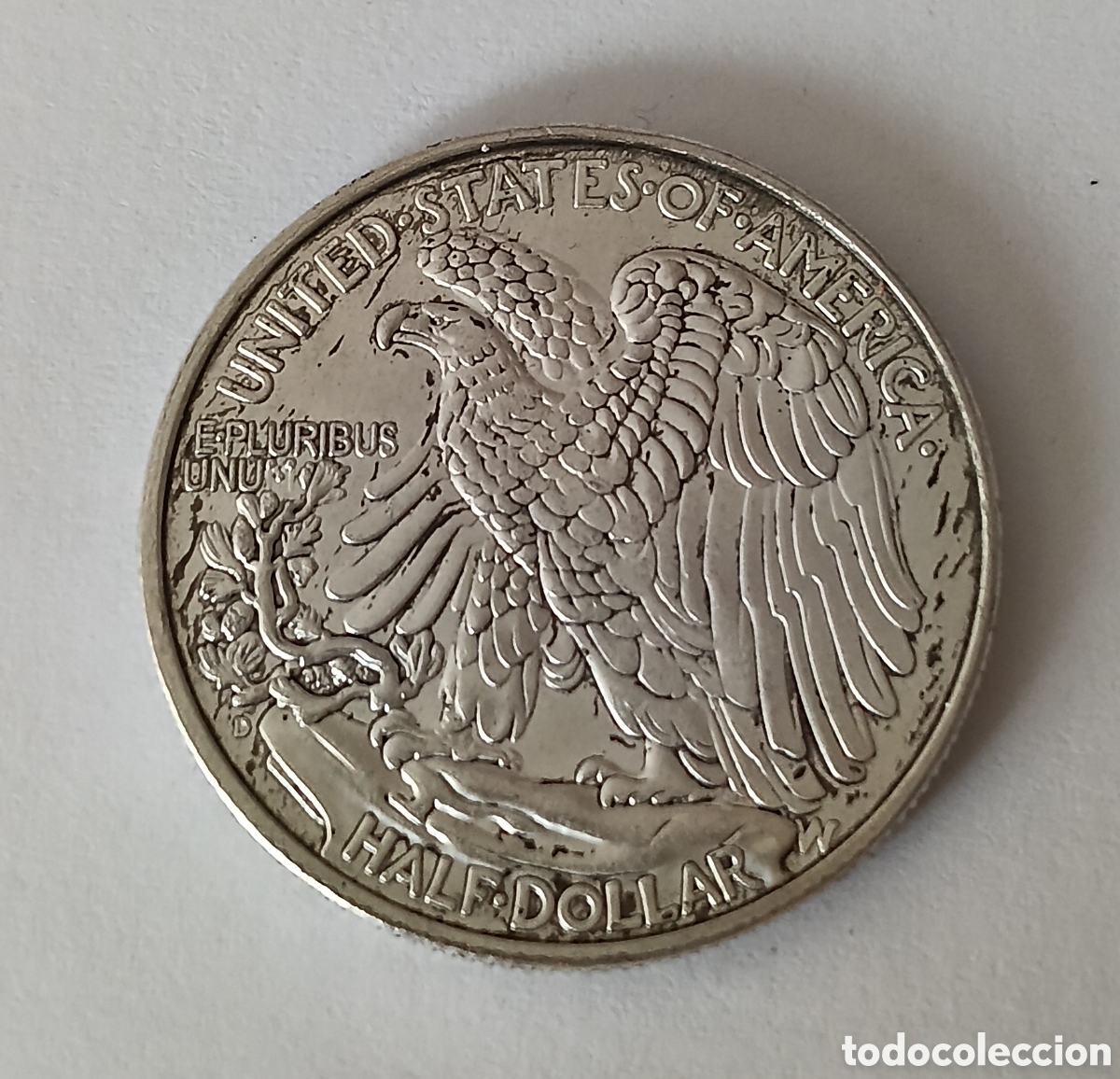 Billetes con errores: Moneda de Plata HALF DOLAR EEUU 1945 D con errores fabricaci&oacute;n - Foto 5