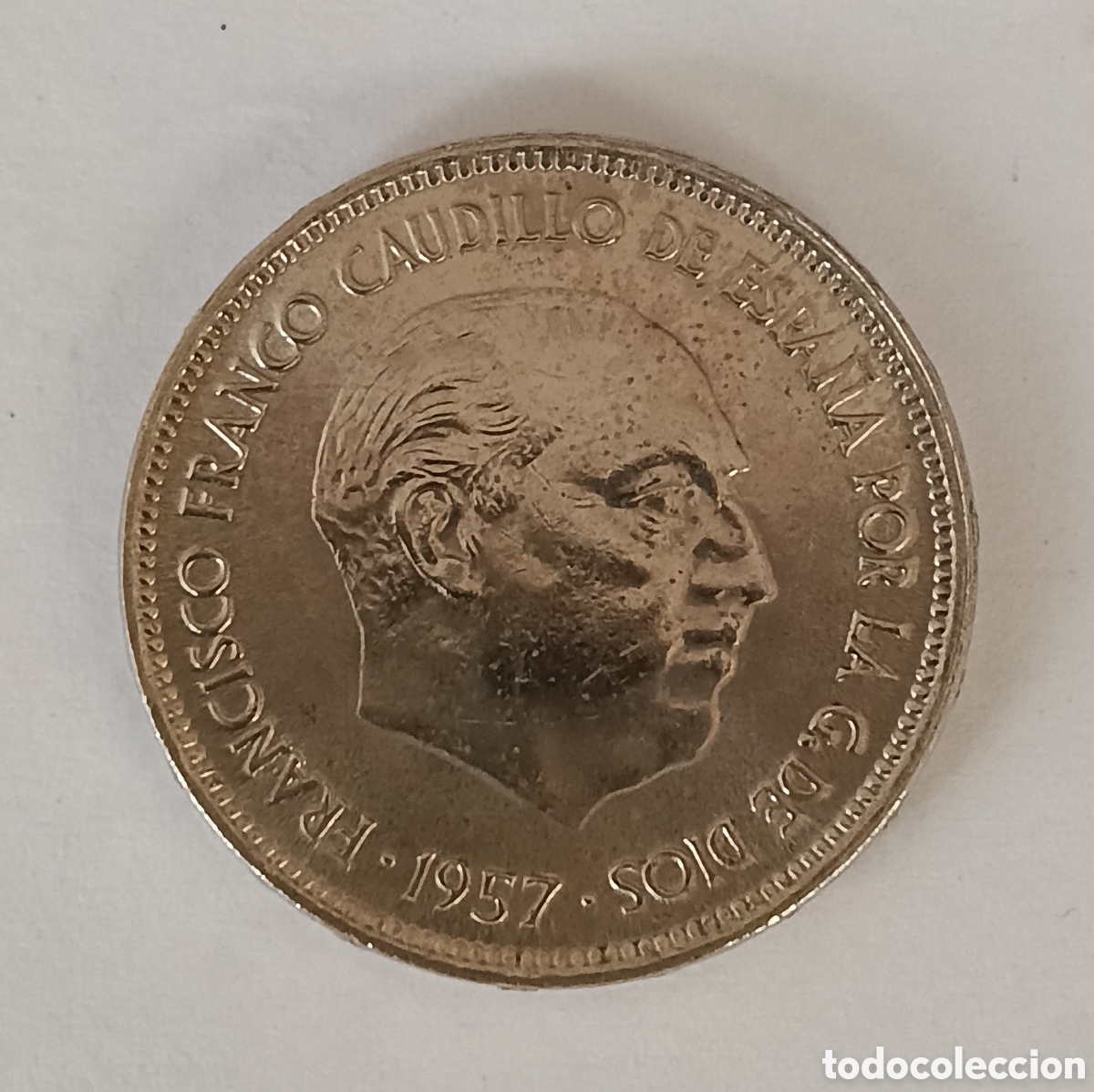 Billetes con errores: Moneda 25 Pesetas Franco 1957 *70 S/C. ( Error Girada ) - Foto 3
