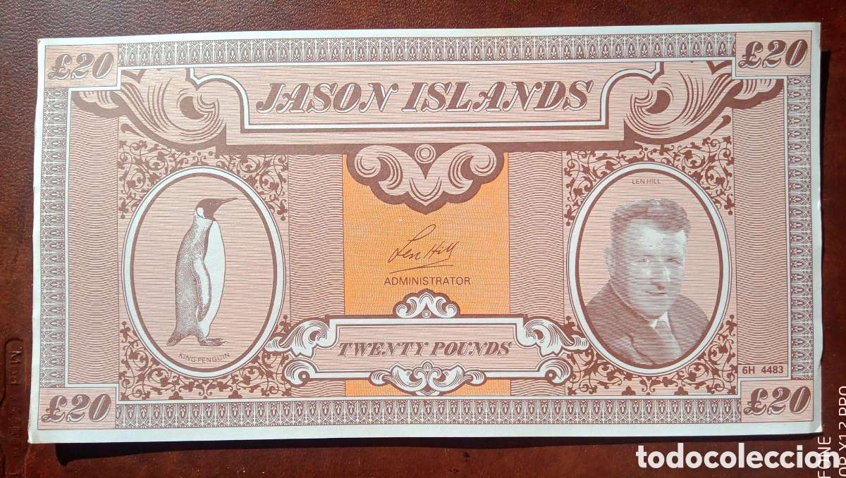 Billetes con errores: Islas Jason - 20 Libras ( Emisi&oacute;n privada o fantas&iacute;a 1970 ) Mbc