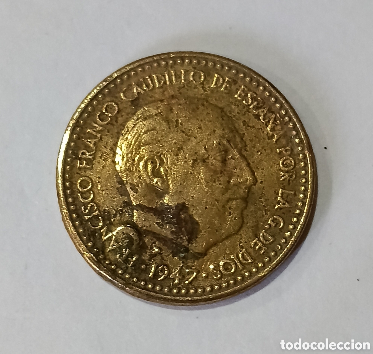 Banknotes with Errors: 1 Peseta Franco 1947 *53 con error ( exceso metal )