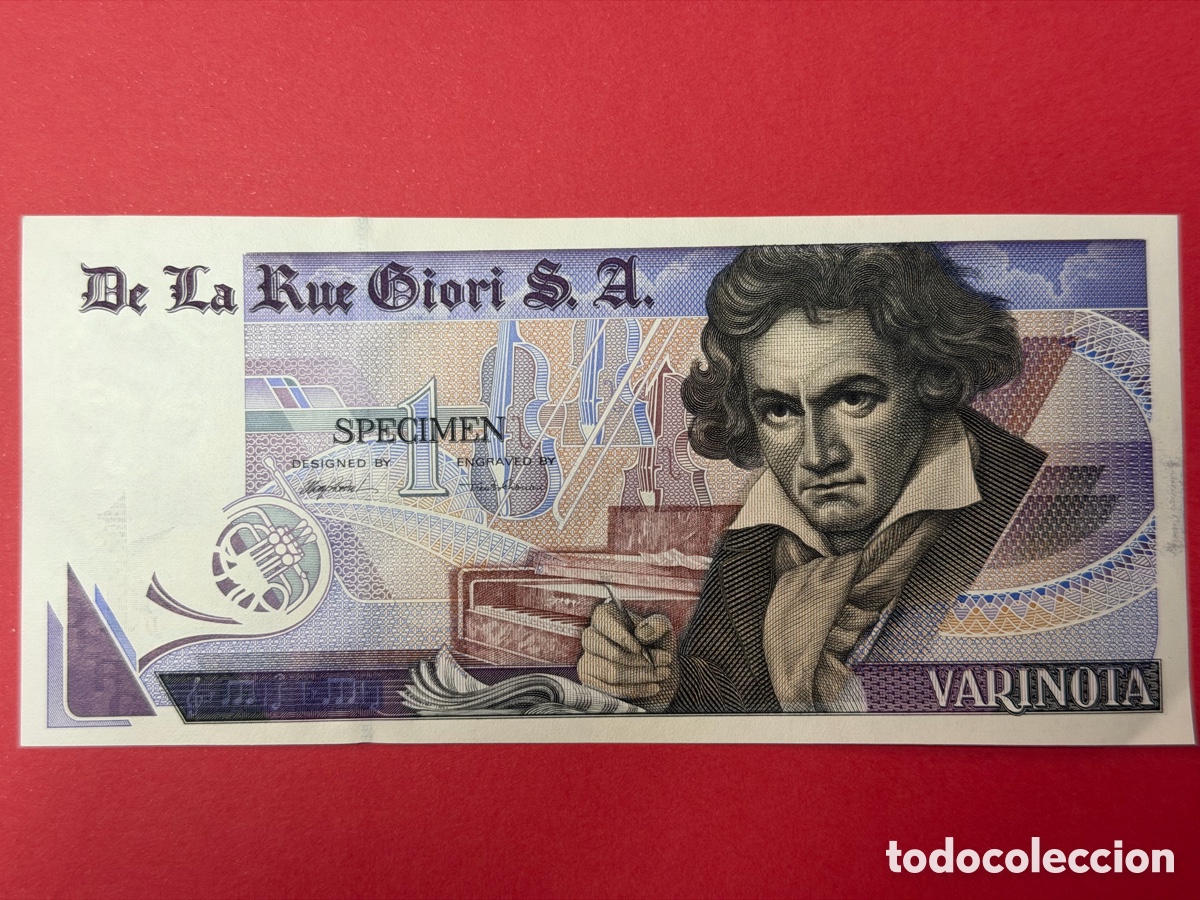 Billetes con errores: Billete Specimen De La Rue Giori 1 Varinota Beethoven &ndash; Louisenthal