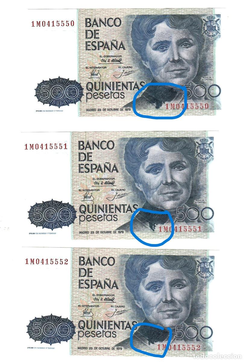 Billetes con errores: MAGNIFICO TRIO DE BILLETES CON ERROR DE IMPRESION - Foto 3