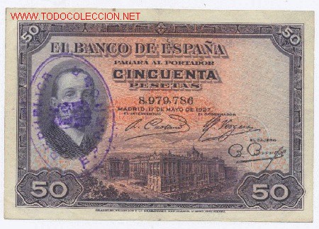 Billetes espa&ntilde;oles: 50 PESETAS- 17-05-1927-EBC-/EBC - Foto 1