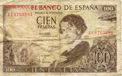 Billetes espa&ntilde;oles: BILLETE  DE CIEN  Pesetas - Foto 1