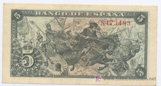 Billetes espa&ntilde;oles: 5 PESETAS- 15-06-1945- EBC - Foto 2