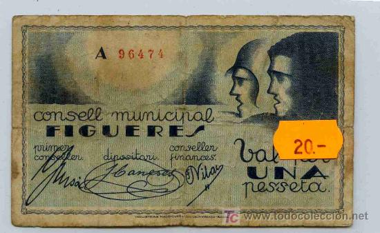 Billetes espa&ntilde;oles: BILLETE LOCAL DE FIGUERAS, 1 PTA. - Foto 1