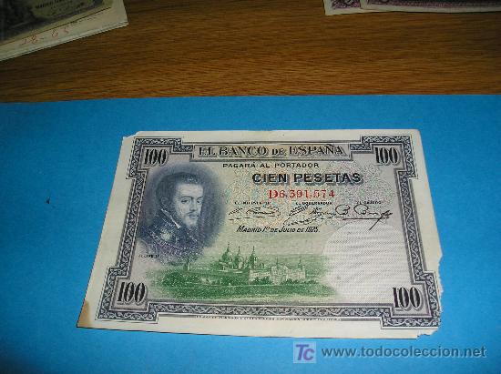 Billetes espa&ntilde;oles: **ANTIGUO BILLETE DE 100 PTAS---FELIPE II 1925---**