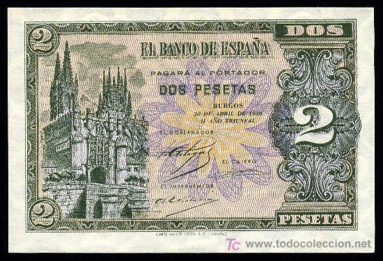 Billetes espa&ntilde;oles: PERFECTO BILLETE DE 2 PTAS DE 30 DE ABRIL DE 1938  S/C-PLANCHA