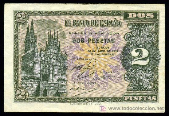 Billetes espa&ntilde;oles: BONITO BILLETE DE 2 PTAS DE 30 DE ABRIL DE 1938  EBC+