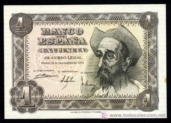 Banconote spagnole: BONITO BILLETE DE 1 PTA DE 1951 SIN SERIE PRACTICAMENTE S/C