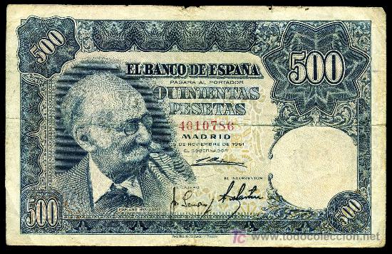 Billetes espa&ntilde;oles: BILLETE DE 500 PTAS 1951 MBC - Foto 1