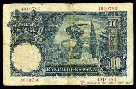 Billetes espa&ntilde;oles: BILLETE DE 500 PTAS 1951 MBC - Foto 2