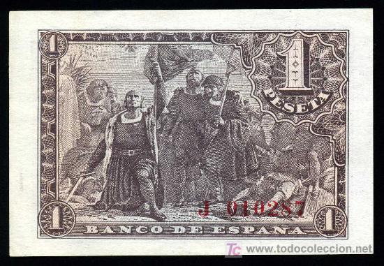 Billetes espa&ntilde;oles: BONITO BILLETE DE 1 PTA DE 1943  EBC+ - Foto 2