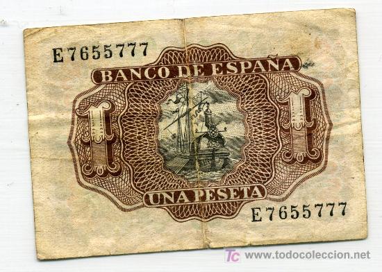 Billetes espa&ntilde;oles: BILLETE DE 1PTAS. SERIE E76 - A&Ntilde;O 1953 - Foto 2