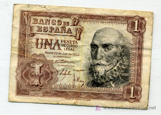Billetes espa&ntilde;oles: BILLETE DE 1PTAS. SERIE E76 - A&Ntilde;O 1953 - Foto 1