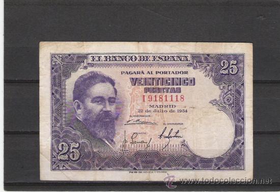 Billetes espa&ntilde;oles: BILLETE DE 25  Pts. DE  1954 - Foto 1