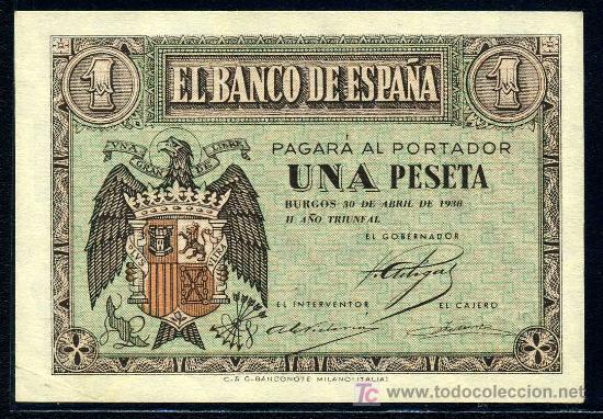 Billetes espa&ntilde;oles: 1 PTA BURGOS 30 ABRIL 1938 - SERIE C - APROX . S/C