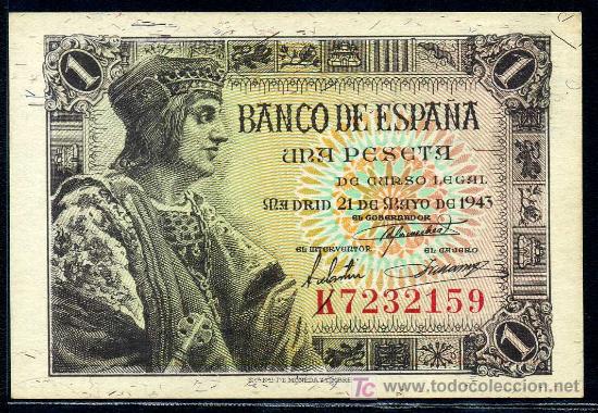 Banconote spagnole: 1 PESETA  21 MAYO 1943 - Serie K -  S/C-