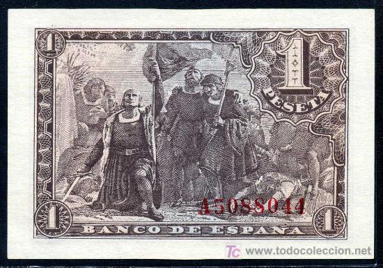 Billetes espa&ntilde;oles: 1 PTA  21 MAYO 1943 - SERIE A - PLANCHA - Foto 2