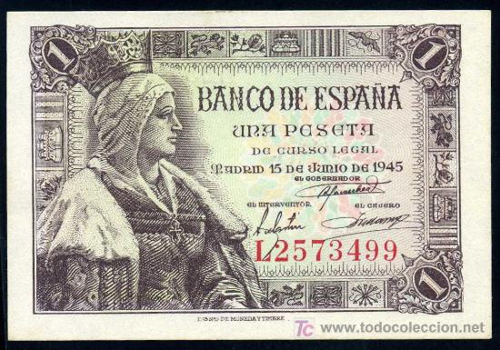Banconote spagnole: 1 PESETA  15 JUNIO 1945  - Serie L -  PLANCHA