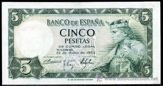 Notas espanholas: 5 PTAS 1954 SIN SERIE - PLANCHA