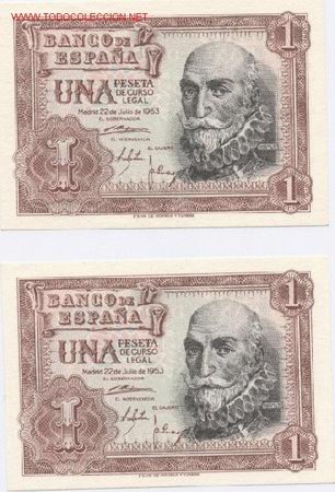 Billets espagnols: 1 PESETA- 22/07/1953