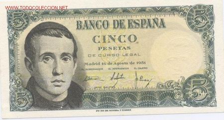 Billetes espa&ntilde;oles: 202-  5 PESETAS- 16/08/1951 - Foto 1