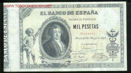 Billetes espa&ntilde;oles: 1000 pts. 1&ordm; de Mayo de 1895 - Foto 1