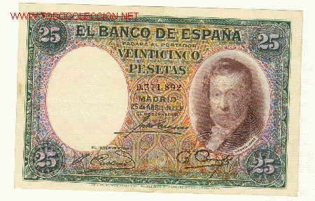 Billetes espa&ntilde;oles: BONITO EBC 25 PTAS. ABRIL 1931 - Foto 1