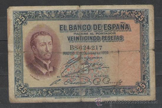 Billetes espa&ntilde;oles: BILLETE DE 25  Pts. DE  1926 - Foto 1
