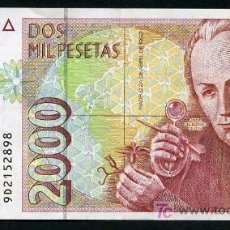 Billetes españoles: BILLETE 2000 PESETAS 1992 , MBC+, SERIE ESPECIAL 9D , T898. Lote 23297775