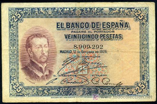 Banconote spagnole: 25 Pesetas 1926  Sin Serie  MBC/MBC+