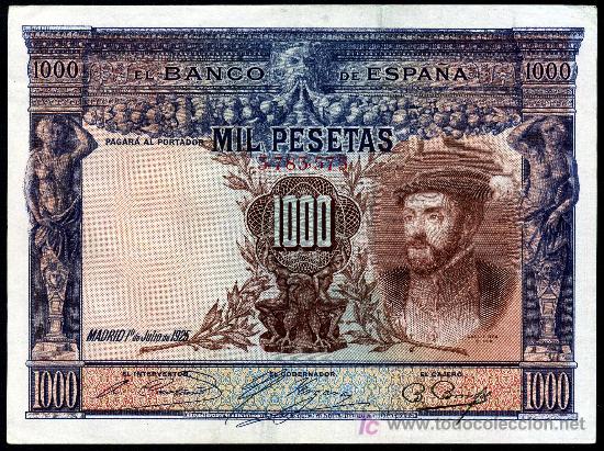 Billetes espa&ntilde;oles: 1000 Pesetas 1925  Sin Serie  EBC+/S/C- - Foto 1