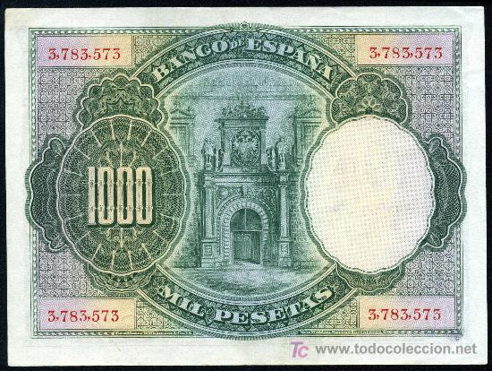 Billetes espa&ntilde;oles: 1000 Pesetas 1925  Sin Serie  EBC+/S/C- - Foto 2