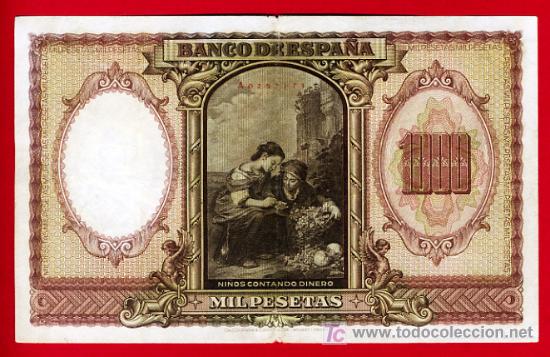 Billetes españoles: BILLETE 1000 PESETAS 1940 ENERO , MURILLO , MBC+ , SERIE A , T173 - Foto 2 - 26347934