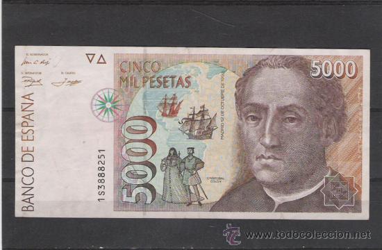 Billetes espa&ntilde;oles: 5000 PESETA DE 1992 CRISTOBAL COLON - Foto 1