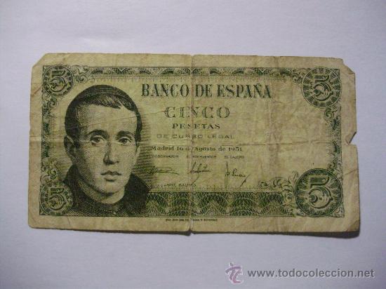 Billetes espa&ntilde;oles: BILLETE DE 5 PESETAS  REF BI008 - Foto 1
