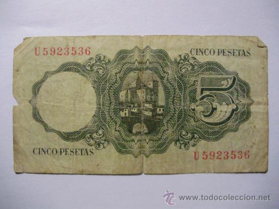 Billetes espa&ntilde;oles: BILLETE DE 5 PESETAS  REF BI008 - Foto 2