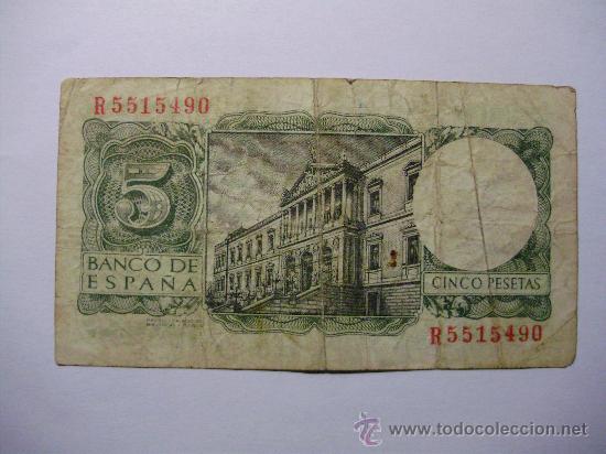 Billetes espa&ntilde;oles: BILLETE DE 5 PTS  REF BI006 - Foto 2