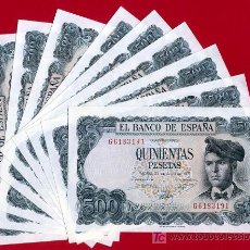 Billetes españoles: 9 BILLETES DE 500 PESETAS 1971 , PLANCHA , SERIE G , CORRELATIVOS. Lote 348581228
