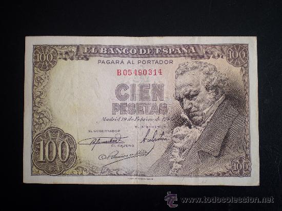Billetes espa&ntilde;oles: 100 pesetas 1946 GOYA MBC - Foto 1