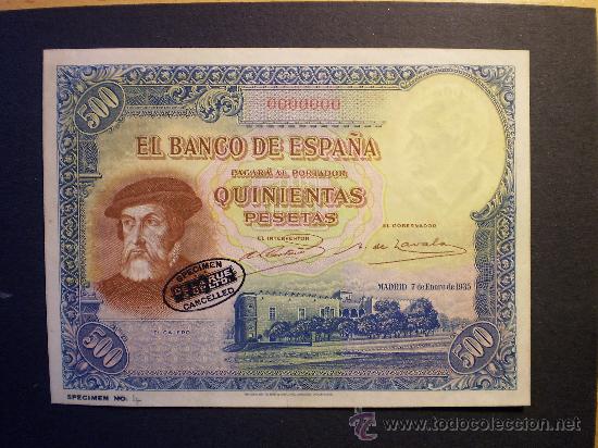 500 pesetas 1935 hernan cortes specimen 00000 t - Compra venta en