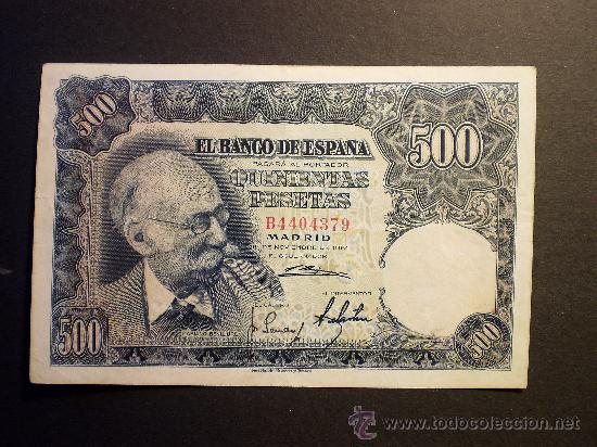 Billetes espa&ntilde;oles: 500 pesetas 1951 benlliure MBC - Foto 1