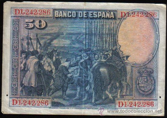 Billetes espa&ntilde;oles: Billete de 50 pesetas 1928 - Foto 2