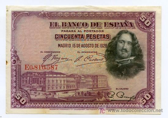 Billetes espa&ntilde;oles: 50 pesetas 1928 MBC+/EBC - Foto 1