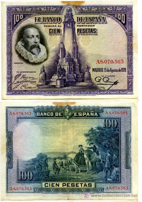 Billetes espa&ntilde;oles: Billete de 100 pesetas, Cervantes. - Foto 1
