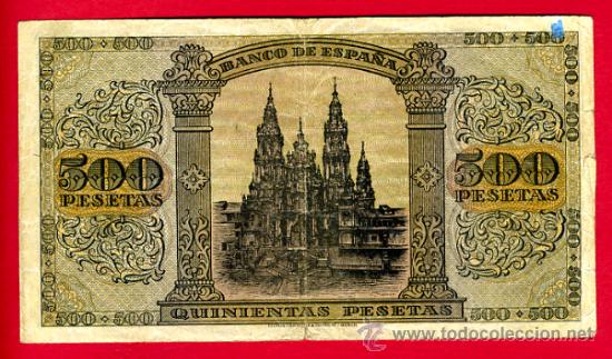 Billetes españoles: BILLETE 500 PESETAS 1938 , MBC , SERIE A , T712 - Foto 2 - 22748003